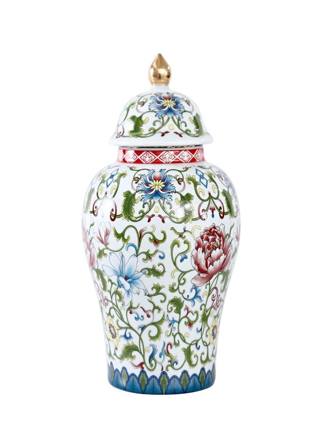 Artline جرة زنجبيل خزفية من آرتلاين جينغدزهين مع غطاء، جرة معبد على الطراز الصيني، مزهرية زخرفية مينا لتزيين المنزل، جرة تخزين خزفية لتزيين المطبخ وغرفة الطعام - Image 1