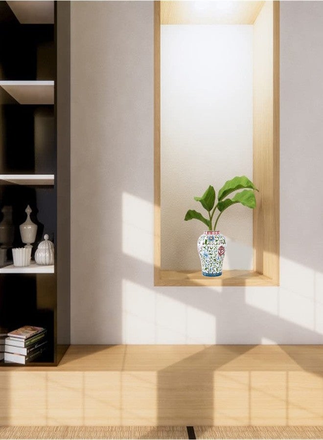 Artline جرة زنجبيل خزفية من آرتلاين جينغدزهين مع غطاء، جرة معبد على الطراز الصيني، مزهرية زخرفية مينا لتزيين المنزل، جرة تخزين خزفية لتزيين المطبخ وغرفة الطعام - Image 4