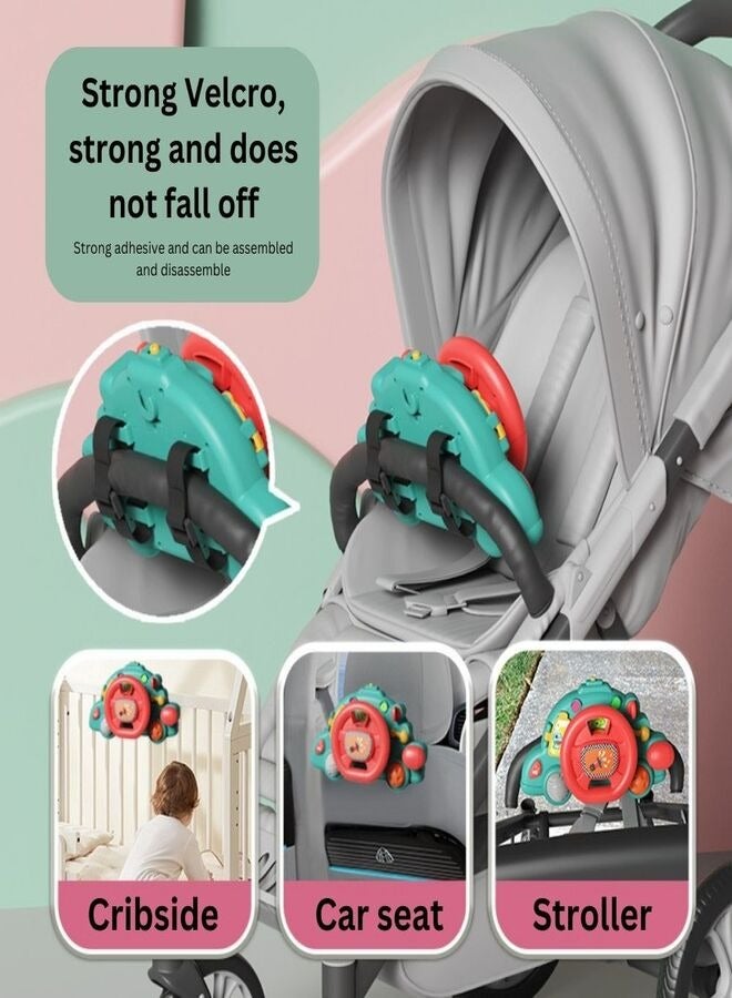 Turtees® Steering Wheel Toy with Lights Music,Toddler Steering Wheel Toy Kids Interactive Learning Toy for Boys Girls Toddler,Car Seat Steering Wheels Toys,Turn and Learn Driver Toy (Green) - Image 3