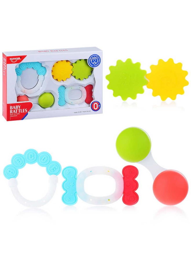HUANGER 4-Piece Baby Teether Rattle Set – Sensory & Teething Learning Toys - Image 3
