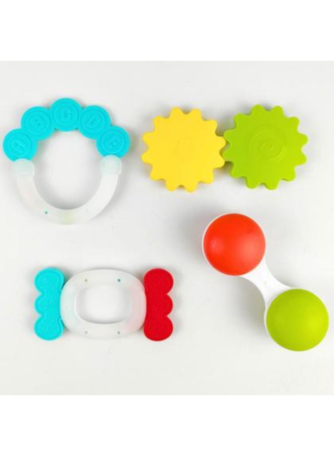 HUANGER 4-Piece Baby Teether Rattle Set – Sensory & Teething Learning Toys - Image 1