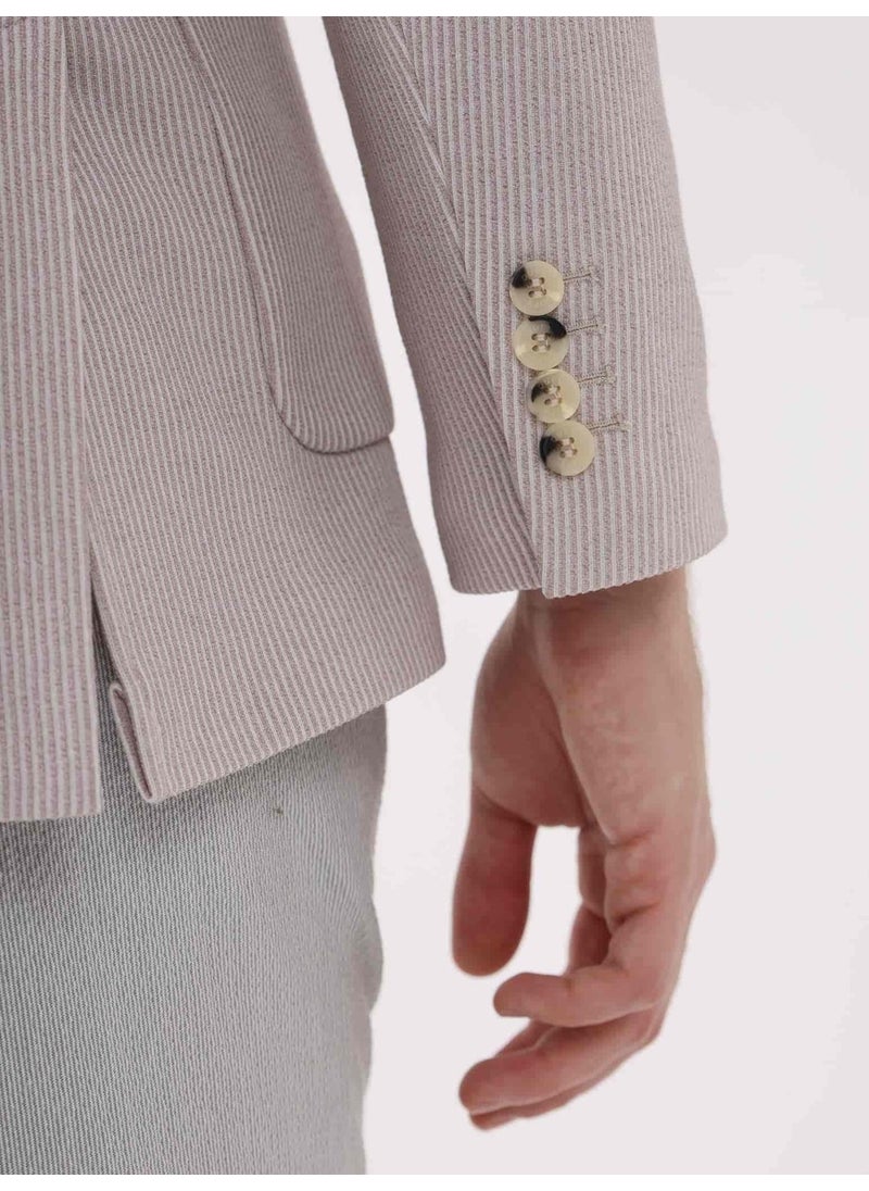 Dufy - Beige Men's Slim Fit Mono Collar Jacket - Image 1