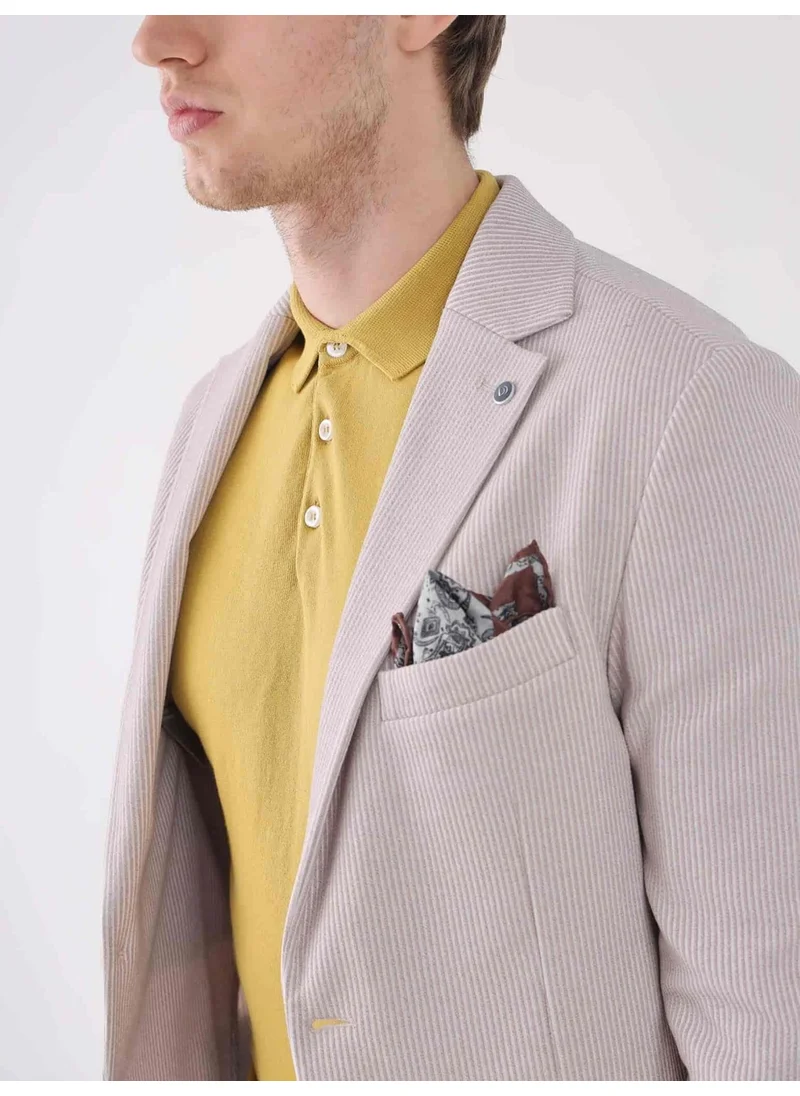 Dufy Beige Men's Slim Fit Mono Collar Jacket