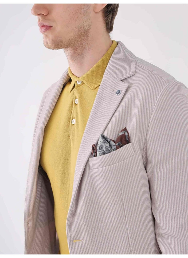 Dufy - Beige Men's Slim Fit Mono Collar Jacket - Image 1