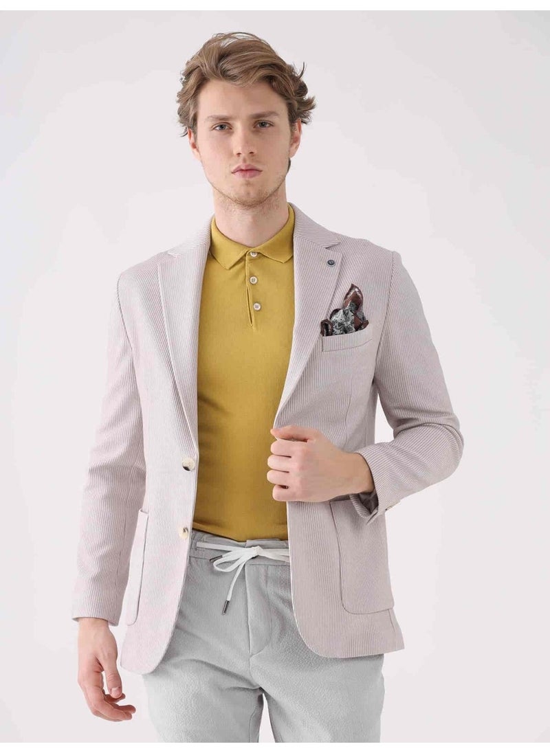 Dufy - Beige Men's Slim Fit Mono Collar Jacket - Image 1