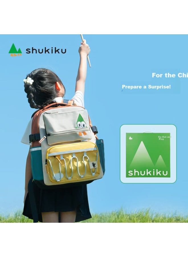 Shukiku حقيبة ظهر للأطفال تحمي العمود الفقري، حقيبة مدرسية خفيفة الوزن جدًا لطلاب المدارس الابتدائية، حقيبة كتف مزدوجة مع صندوق هدية، وردي وأرجواني - Image 3