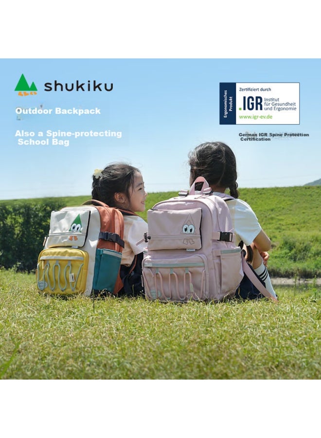 Shukiku حقيبة ظهر للأطفال تحمي العمود الفقري، حقيبة مدرسية خفيفة الوزن جدًا لطلاب المدارس الابتدائية، حقيبة كتف مزدوجة مع صندوق هدية، وردي وأرجواني - Image 2