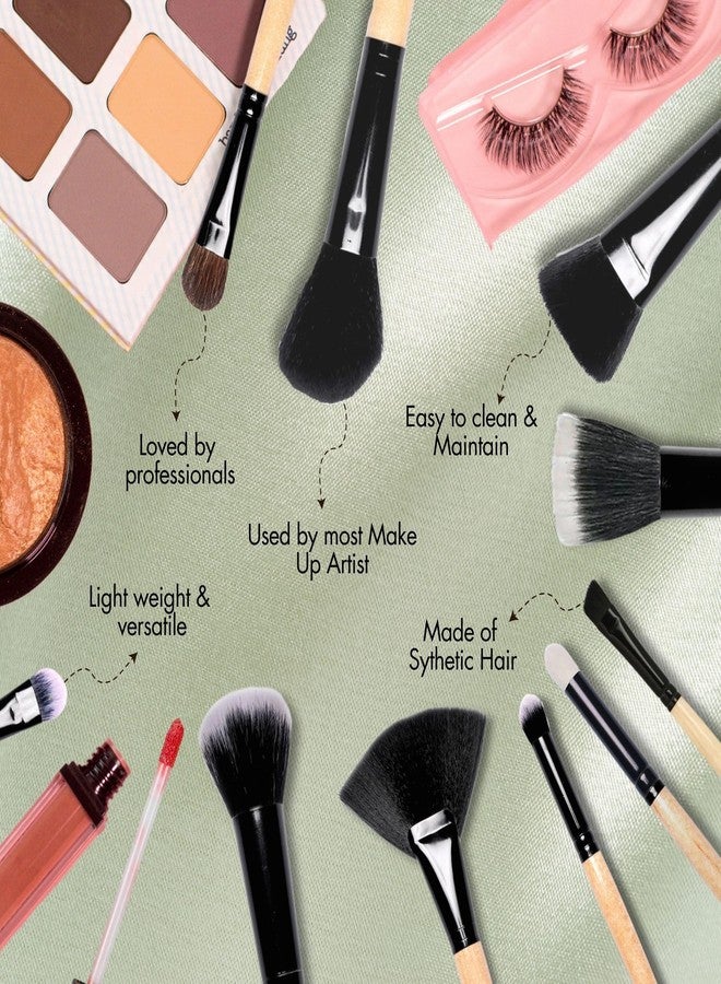 Allure Classic Mascara and Pan Cake Makeup Brushes Combo, 2 Pieces, Synthetic Fiber, Wooden Handle, Professional Application Tools for Women - Image 3