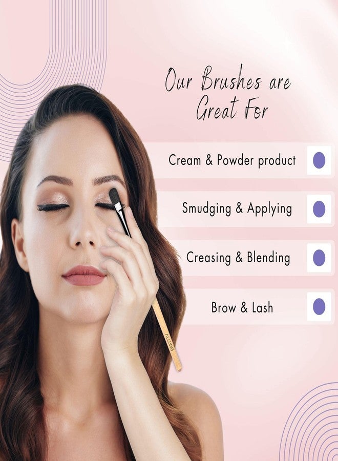 Allure Classic Mascara and Pan Cake Makeup Brushes Combo, 2 Pieces, Synthetic Fiber, Wooden Handle, Professional Application Tools for Women - Image 5