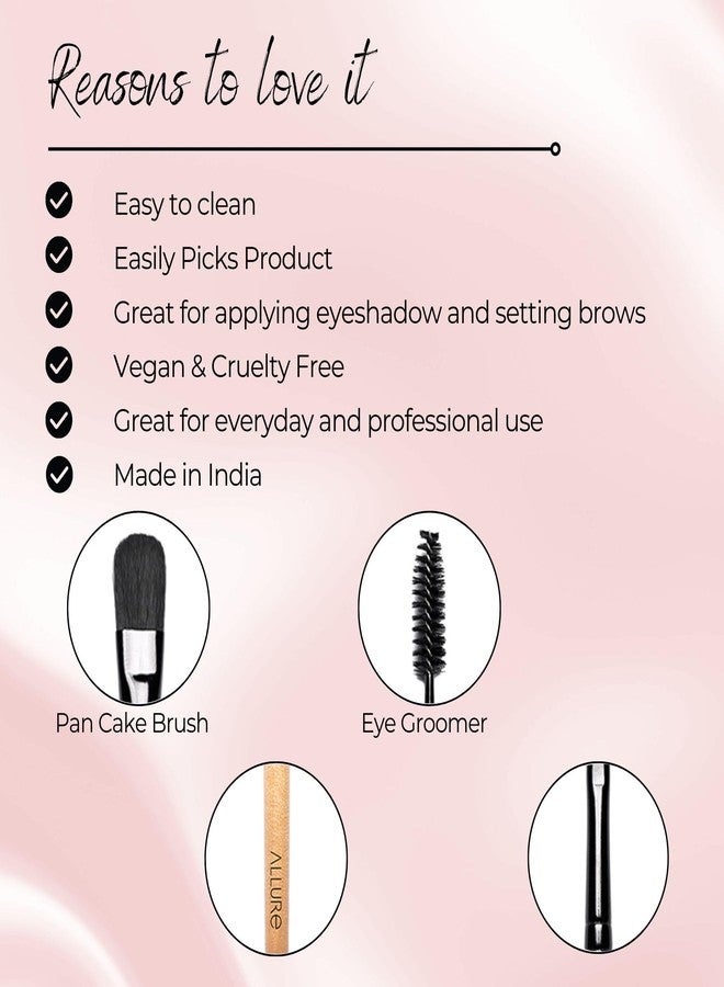 Allure Classic Mascara and Pan Cake Makeup Brushes Combo, 2 Pieces, Synthetic Fiber, Wooden Handle, Professional Application Tools for Women - Image 2