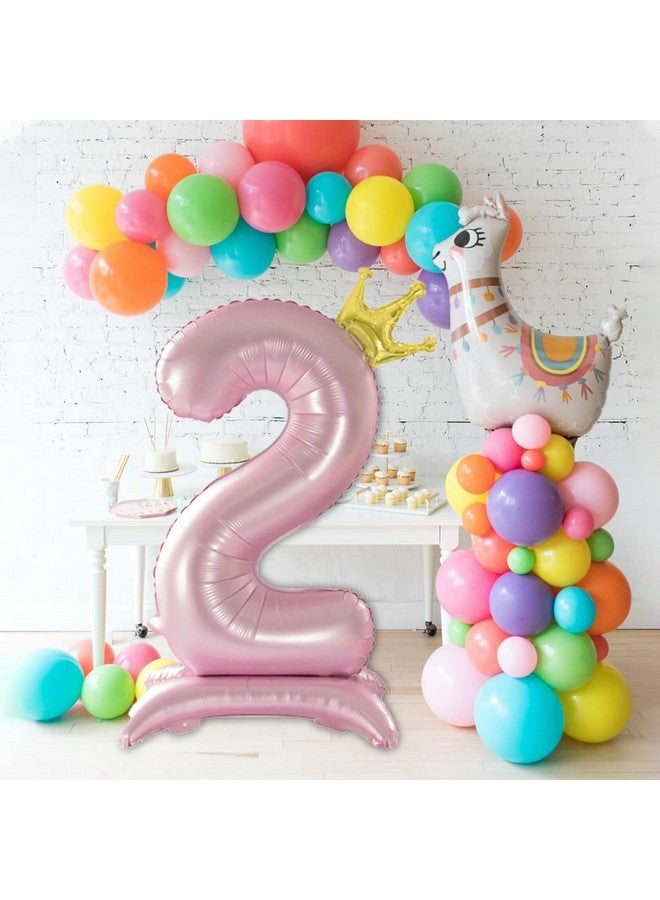 Tellpet Crown Pink Number 2 Balloon With Base For Girls 2Nd Birthday Party Decoration - Image 5