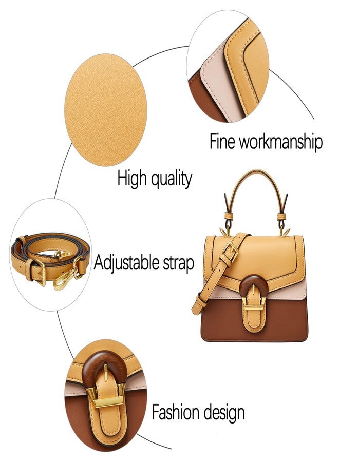 DEEPMEOW Women's Small Top Handle Handbags - Fashion Designer Mini Purse with Leather Strap Cute Tiny Clutch Crossbody Bag（Khaki） - Image 4