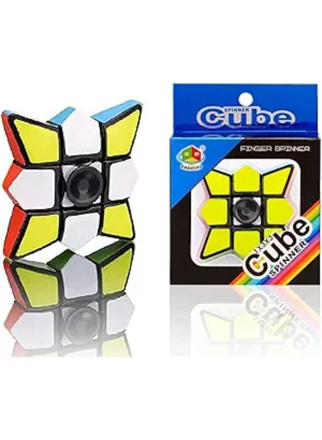 Spinner Fidget Toy Magic Cube 1X3X3 Speed Cube 2.8 Inch Stickerless Floppy Puzzle 2 in 1 Brain Teaser Anti-Anxiety Spinning Top for All Ages