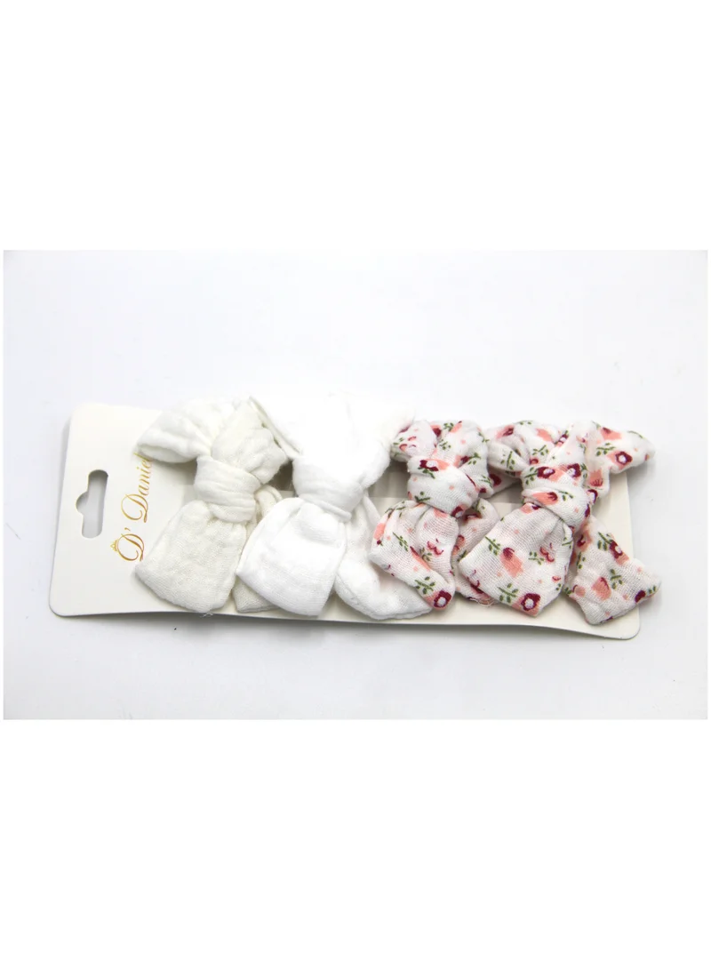 دىدانيالا Adella Ribbon Bow Clip Set For Babies and Girls - White & Floral