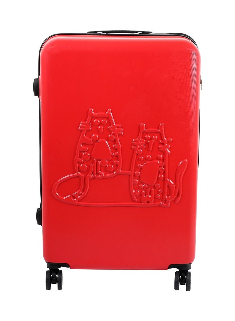 Biggdesign Biggdesign Lightweight Cats Design Carry On Luggage with Spinner Wheel and Lock System Red 28-Inch - Image 1