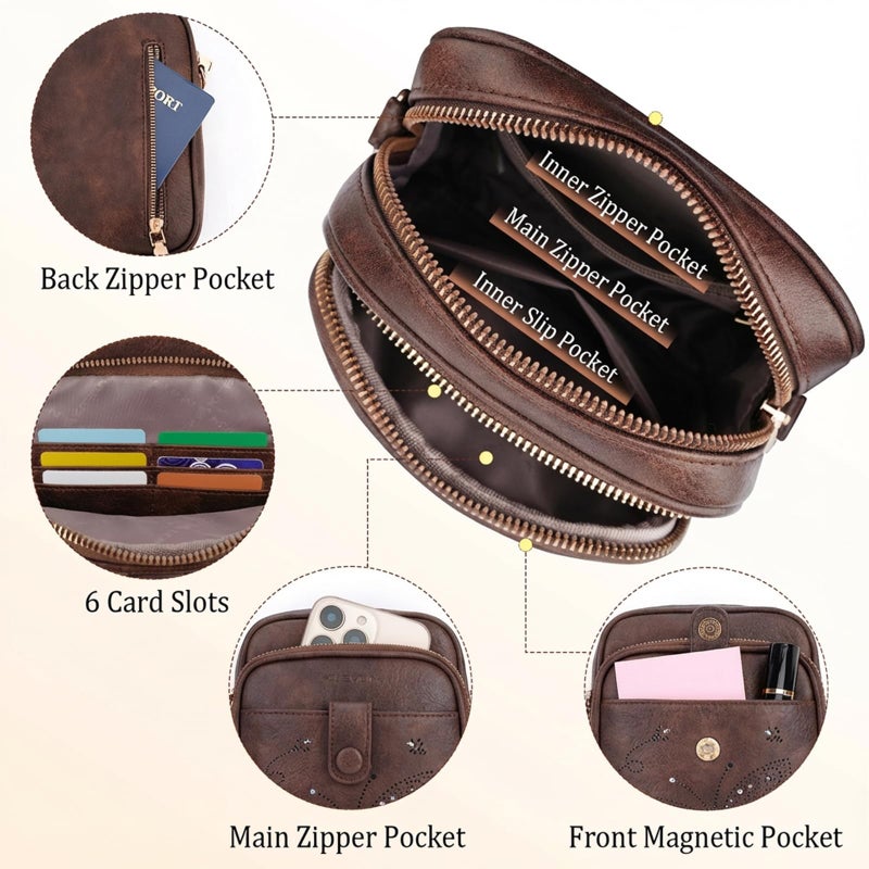 KITEVIUN Crossbody Purse for Women Leather Crossbody Bags Small Shoulder Handbags Cell Phone Wallet with Adjustable Strap & Card Slots - Image 4