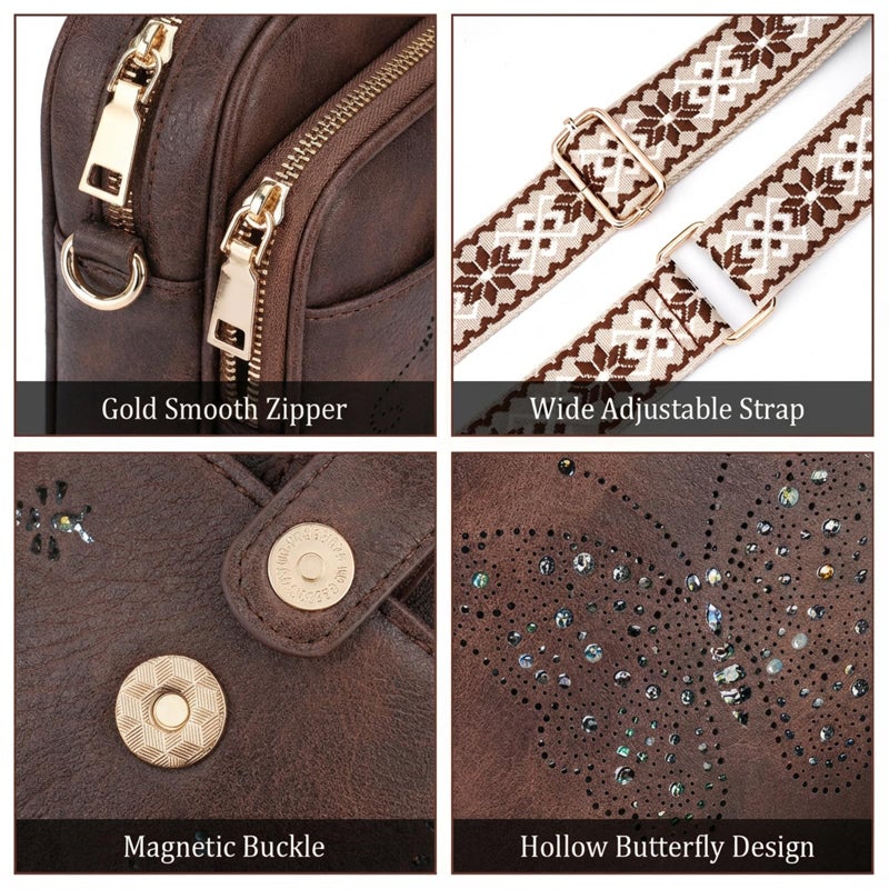 KITEVIUN Crossbody Purse for Women Leather Crossbody Bags Small Shoulder Handbags Cell Phone Wallet with Adjustable Strap & Card Slots - Image 5