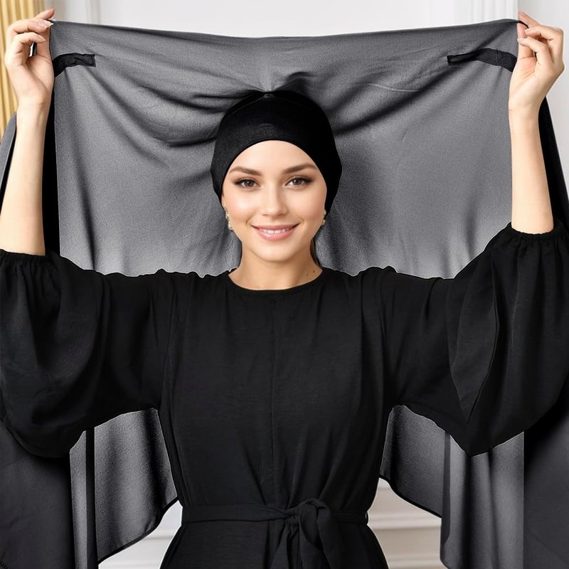 2-Piece Instant Hijab Set with Magnetic Chiffon Scarf and Attached Undercap - Image 5