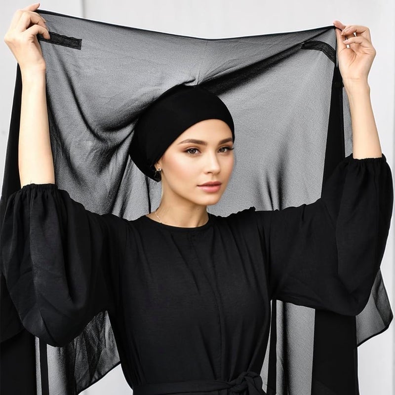 2-Piece Instant Hijab Set with Magnetic Chiffon Scarf and Attached Undercap - Image 4