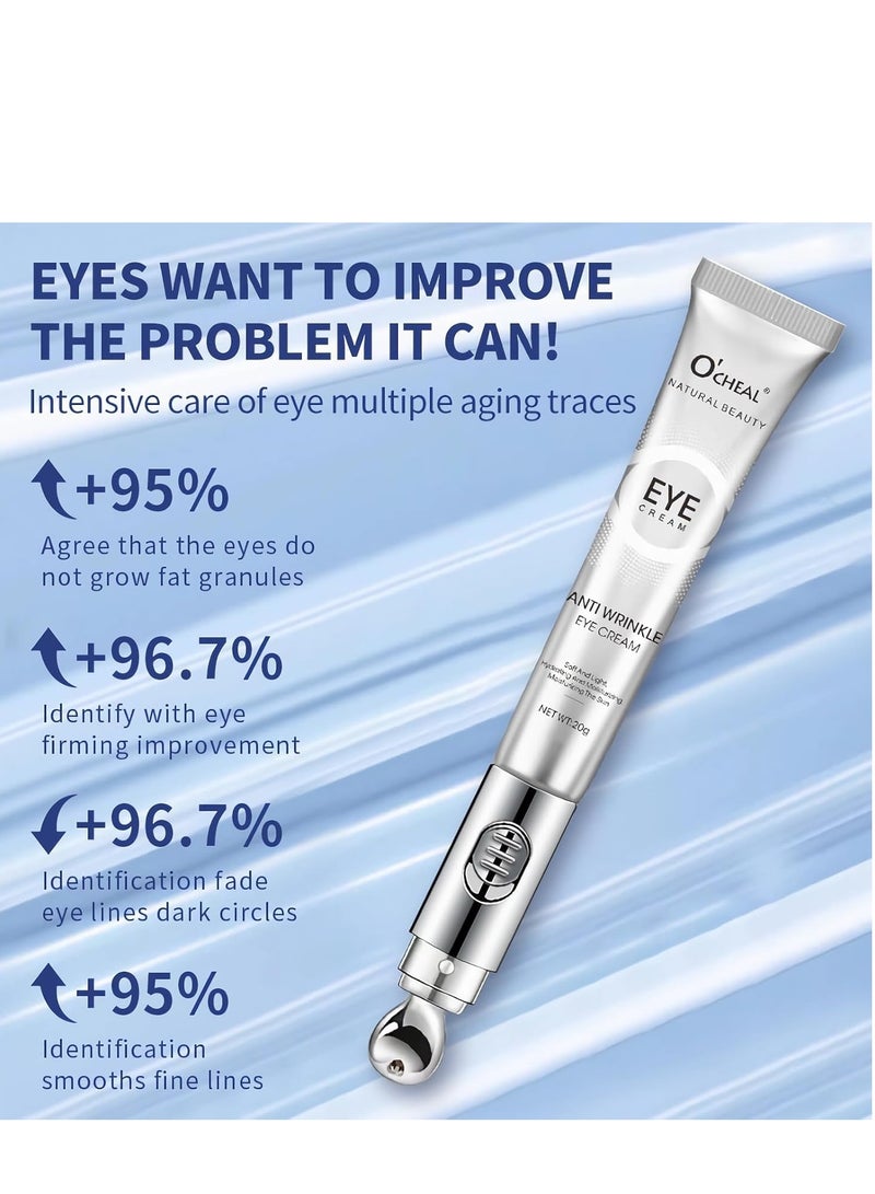 OCHEAL Anti Wrinkle Eye Cream, Eye Puffiness Cream with Electric Massager, Hydrating and Firming Eye Serum Creams, Smooth & Tighten Puffiness Wrinkles Fine Lines, Anti Aging Eye Cream for All Skin Types 20g - Image 3