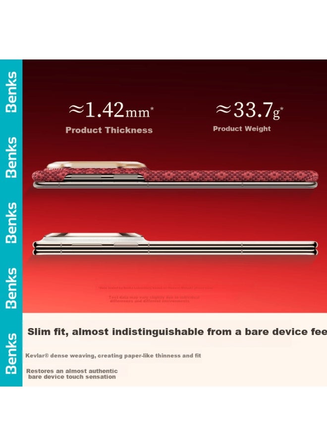 Benks Huawei Mate X7 Case Kevlar Diamond Pattern Red Weave Magnetic Protective Cover - Image 1
