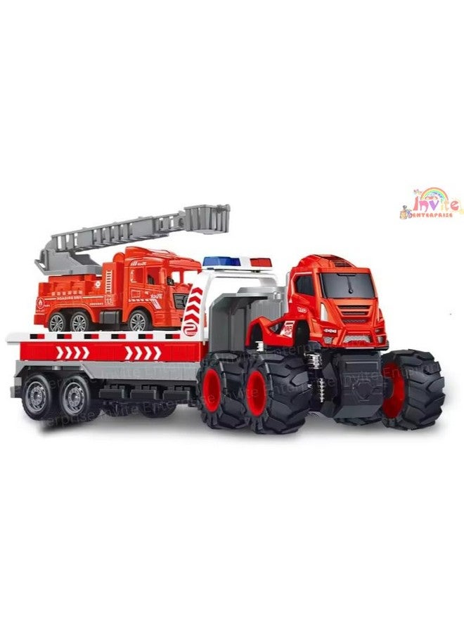 Invite Enterprise 1:43 4WD Diecast Fire Engine Model Big Truck Toys with Friction Powered Car Vehicle Toy Gifts for Boys and Girls (4 Design Truck = Sent Any 1 Design Truck) - Image 3