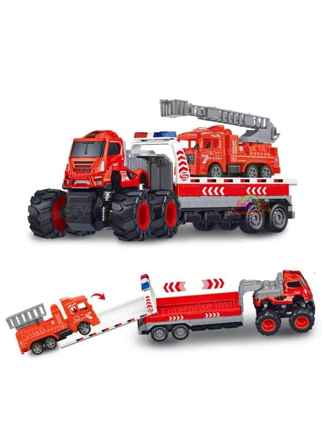 Invite Enterprise 1:43 4WD Diecast Fire Engine Model Big Truck Toys with Friction Powered Car Vehicle Toy Gifts for Boys and Girls (4 Design Truck = Sent Any 1 Design Truck) - Image 1