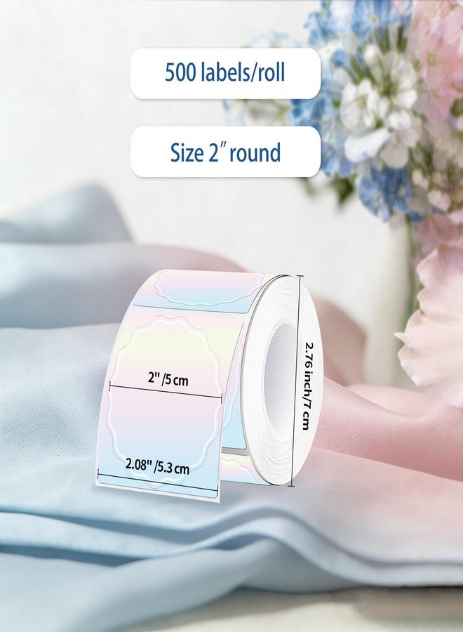 Aurtho 2 Inch Round Thermal Labels, Rainbow Gradient Flower Thermal Sticker Labels for Small Business, Logo Design, Baking,500 Sheets/1 Roll - Image 3