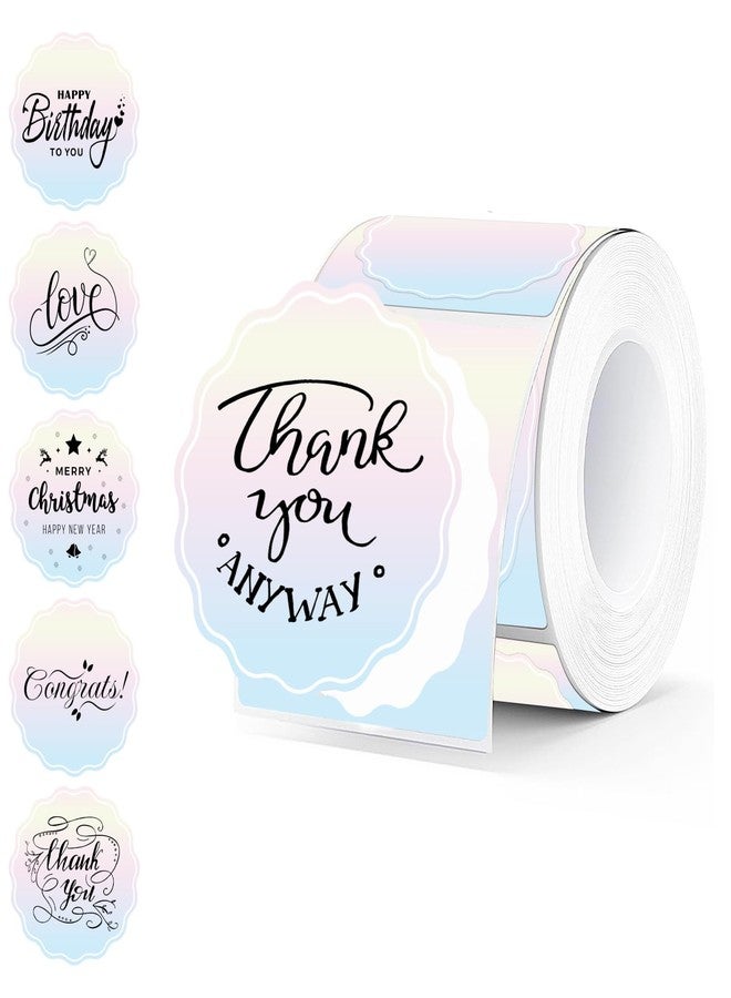 Aurtho 2 Inch Round Thermal Labels, Rainbow Gradient Flower Thermal Sticker Labels for Small Business, Logo Design, Baking,500 Sheets/1 Roll - Image 1