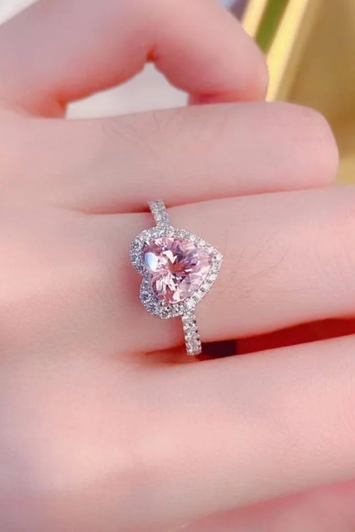 Luxuria Halo Heart Engagement Rings for Women, 2CT Pink Cubic Zirconia Wedding Band Ring for Anniversary Valentine's Day Gift  - Image 5