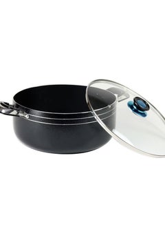 KAWASHI Aluminium Dutch Oven Cooking  With Glass Lid Black/Sliver 32CM  - Image 3