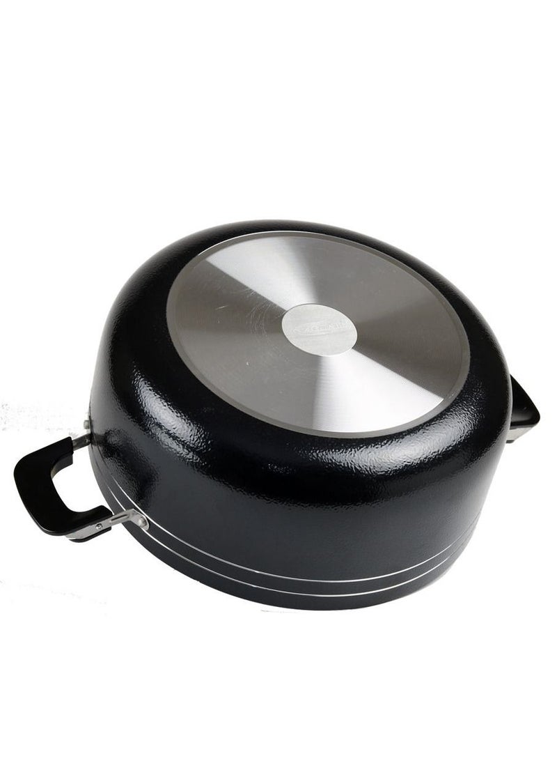 KAWASHI Aluminium Dutch Oven Cooking  With Glass Lid Black/Sliver 32CM  - Image 2