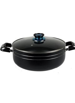 KAWASHI Aluminium Dutch Oven Cooking  With Glass Lid Black/Sliver 32CM  - Image 1