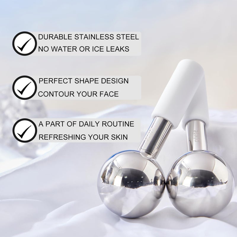 Pfefe 360 Rotating Ice Globes for Face & Eyes, Unbreakable Stainless Steel Cryo Sticks for Beauty Routines, Facials Cold Roller Colling Globes for Puffiness, Wrinkles, Dark Circles, Headaches - Image 3