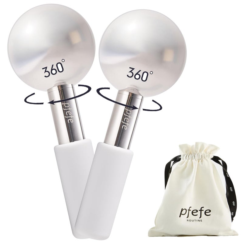 Pfefe 360 Rotating Ice Globes for Face & Eyes, Unbreakable Stainless Steel Cryo Sticks for Beauty Routines, Facials Cold Roller Colling Globes for Puffiness, Wrinkles, Dark Circles, Headaches - Image 1