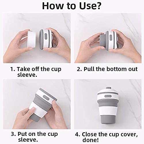MINNESOTA BPA Free Food Grade Silicone Collapsible Foldable Portable Tea Coffee Water Thermos Travel Mug Cup, Heat Insulated for Hot and Cold, Foldable Cup with Lid, 350ML - Multicolor - Image 3
