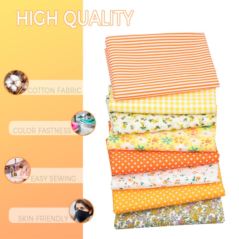 Aubliss 8Pcs Fat Quarter Fabric Bundles (100% Cotton - 20 X 20 / 50Cm X 50Cm) Quilting Cotton Craft Fabric Pre-Cut Squares Sheets For Patchwork Sewing Quilting Crafting - Image 3