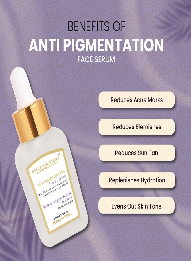 RYLLZ ESSENTIALS Anti-Pigmentation Face Serum | with 2% Alpha Arbutin, 2% Kojic Acid, 5% Niacinamide & Tocopherol | for Pigmentation, Blemishes, Acne Marks, Tanning & Dark Spots Removal | 30ml - Image 5
