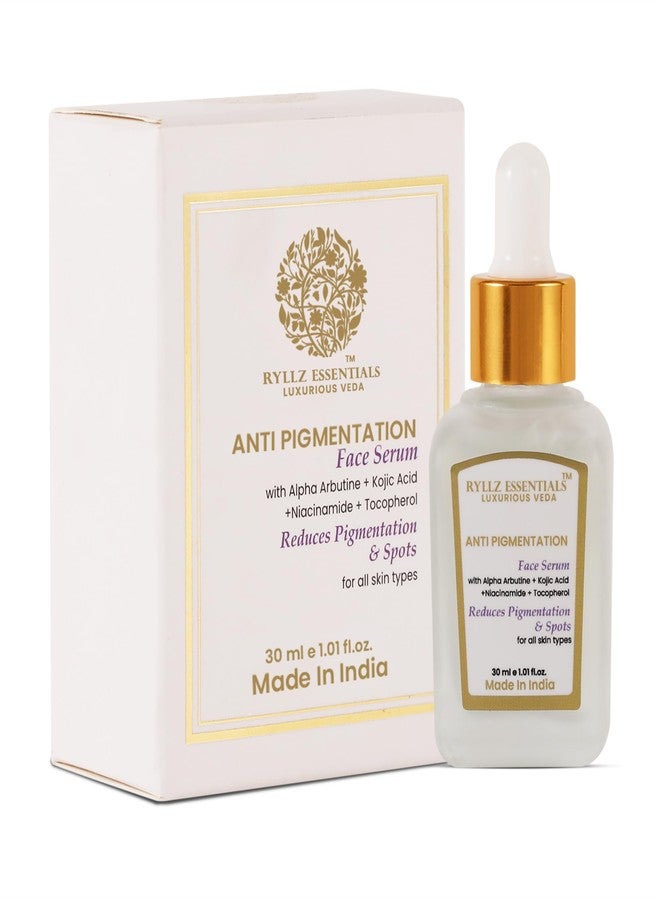 RYLLZ ESSENTIALS Anti-Pigmentation Face Serum | with 2% Alpha Arbutin, 2% Kojic Acid, 5% Niacinamide & Tocopherol | for Pigmentation, Blemishes, Acne Marks, Tanning & Dark Spots Removal | 30ml - Image 1