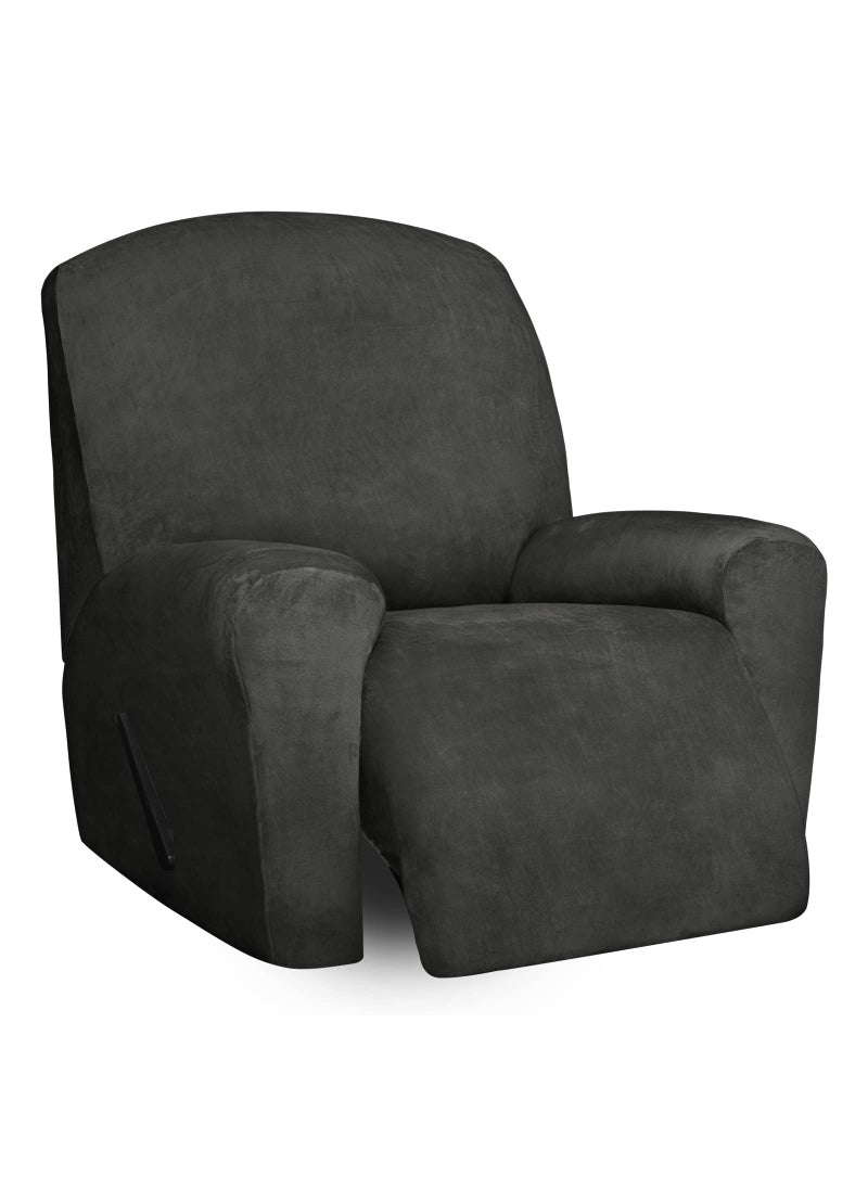 Easy-Going EasyGoing Velvet Recliner Chair Cover 4 Pieces Recliner Covers Soft Thick Reclining Sofa Couch Slipcovers with Elastic Bottom Recliner Dark Gray 