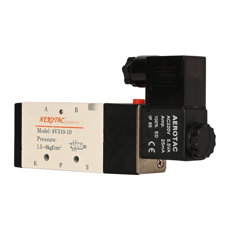 Hyco Solenoid Air Control Pneumatic Valve Internally Piloted Acting Type Single Electrical Control (3/8" 5/2 WAY (4V 310-10)) - Image 3