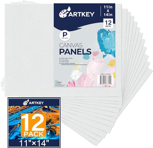 Canvas Panels 11x14 Inch 12Pack 10 oz Primed 100 Cotton Canvases for Painting White Blank Flat Canvas Boards for Oil Acrylics Watercolor Tempera Paints