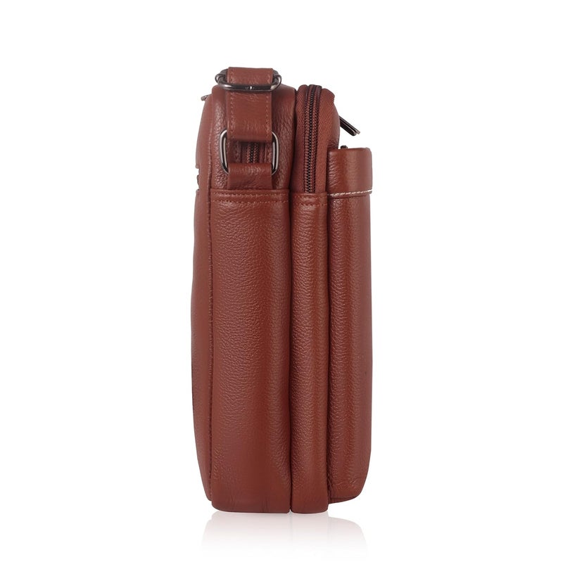 DIVISO Premium Genuine Leather Office Handbag with Velvet Lining Elegant Durable Bag with Nylon and Leather Strap Zipper Closure Perfect for Work or Daily Use - Image 3