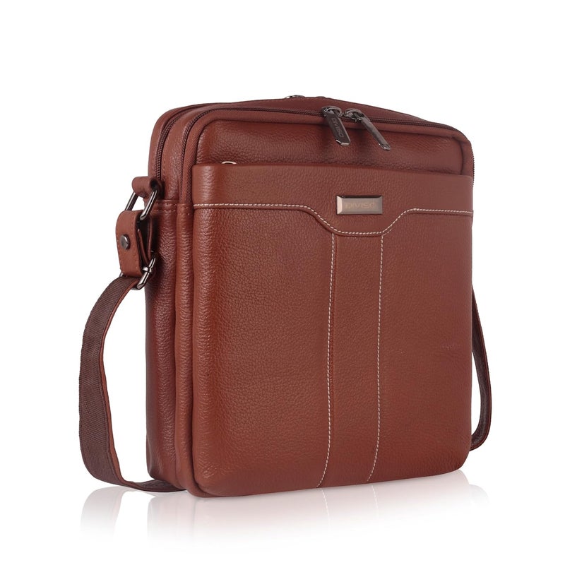 DIVISO Premium Genuine Leather Office Handbag with Velvet Lining Elegant Durable Bag with Nylon and Leather Strap Zipper Closure Perfect for Work or Daily Use - Image 2