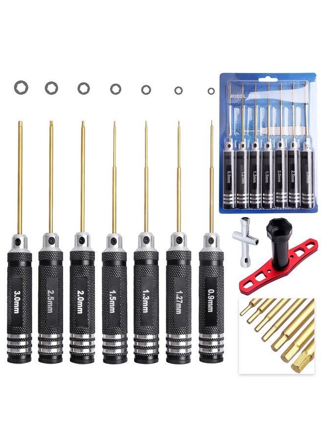 Hobbypark HobbyPark Hex Driver Set Hex Allen Screwdriver Kit Titanium 0.9mm/1.27mm/1.3mm/1.5mm/2.0mm/2.5mm/3.0mm Small and 17mm Hex Wrench Set RC Car Tools Kit  - Image 1