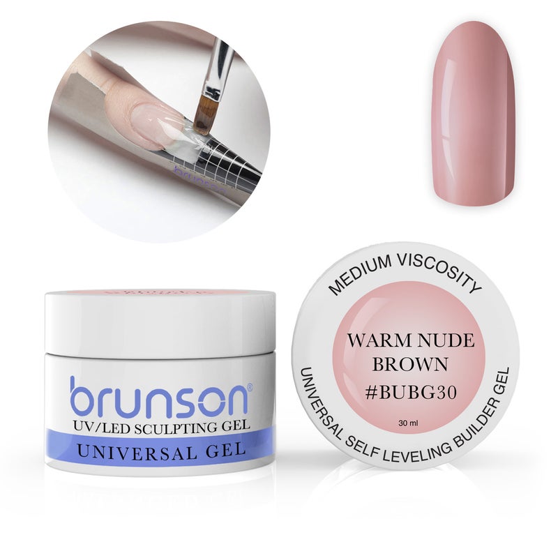 Brunson Builder Gel in Jar 30ml Professional Sculpting Builder Gel for Nail Extensions Overlays and 3D Nail Art UV LED Self Leveling Gel for Long Lasting High Gloss Nails