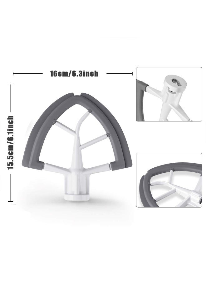 Vaxaape Flex Edge Beater for KitchenAid,Mixer Attachement Compatible With KitchenAid,Mixer Accessory,Fits Tilt-Head Stand Mixer Bowls For 4.5-5 Quart Bowls,Beater With Silicone Edges,Grey - Image 2