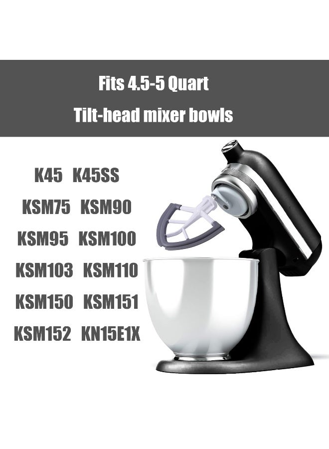 Vaxaape Flex Edge Beater for KitchenAid,Mixer Attachement Compatible With KitchenAid,Mixer Accessory,Fits Tilt-Head Stand Mixer Bowls For 4.5-5 Quart Bowls,Beater With Silicone Edges,Grey - Image 4