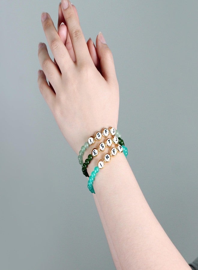 Tobestu Deep Green ESTJ Beaded Bracelet - Chalcedony Agate Jewelry - Mood Type Accessory - YA5886 - Image 2