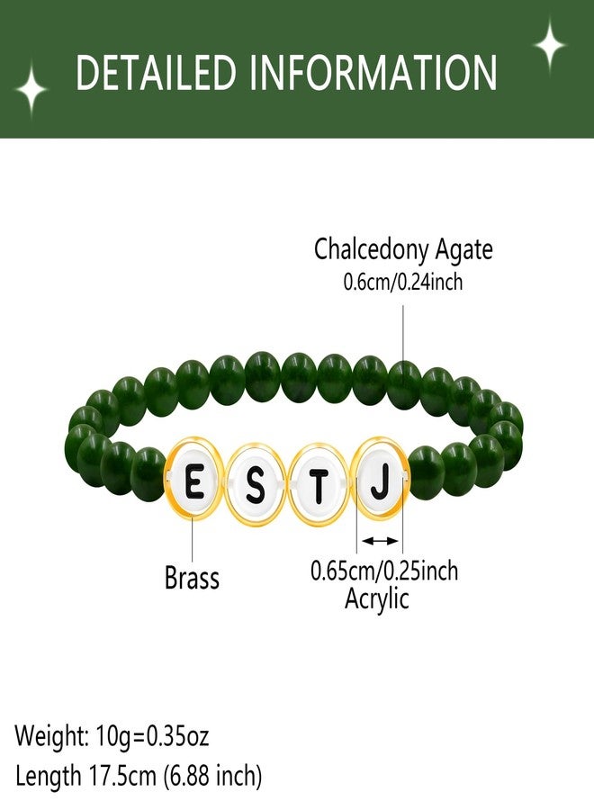 Tobestu Deep Green ESTJ Beaded Bracelet - Chalcedony Agate Jewelry - Mood Type Accessory - YA5886 - Image 3